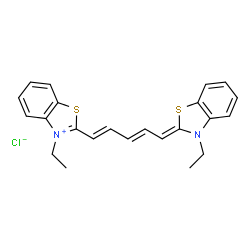 ChemSpider 2D Image | 3-Ethyl-2-[(1E,3E,5Z)-5-(3-ethyl-1,3-benzothiazol-2(3H)-ylidene)-1,3-pentadien-1-yl]-1,3-benzothiazol-3-ium chloride | C23H23ClN2S2