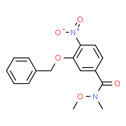 ChemSpider 2D Image | 3-(Benzyloxy)-N-methoxy-N-methyl-4-nitrobenzamide | C16H16N2O5