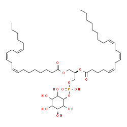 ChemSpider 2D Image | (2R)-1-[(Hydroxy{[(1s,3R)-2,3,4,5,6-pentahydroxycyclohexyl]oxy}phosphoryl)oxy]-3-[(8Z,11Z,14Z)-8,11,14-icosatrienoyloxy]-2-propanyl (5Z,8Z,11Z)-5,8,11-icosatrienoate | C49H83O13P