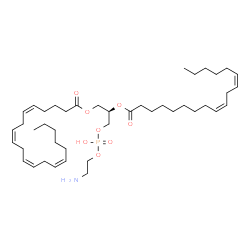 ChemSpider 2D Image | (2R)-3-{[(2-Aminoethoxy)(hydroxy)phosphoryl]oxy}-2-[(9Z,12Z)-9,12-octadecadienoyloxy]propyl (5Z,8Z,11Z,14Z)-5,8,11,14-icosatetraenoate | C43H74NO8P