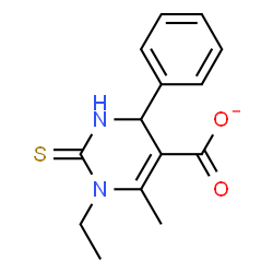 ChemSpider 2D Image | ethyl-6-methyl-4-phenyl-2-thioxo-1,2,3,4-tetrahydropyrimidine-5-carboxylate | C14H15N2O2S