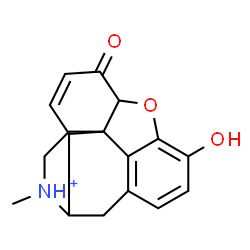 ChemSpider 2D Image | 3-Hydroxy-17-methyl-6-oxo-7,8-didehydro-4,5-epoxymorphinan-17-ium | C17H18NO3