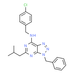 ChemSpider 2D Image | 3-Benzyl-N-(4-chlorobenzyl)-5-isobutyl-3H-[1,2,3]triazolo[4,5-d]pyrimidin-7-amine | C22H23ClN6