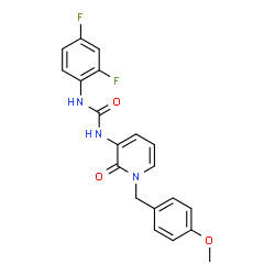 ChemSpider 2D Image | 1-(2,4-Difluorophenyl)-3-[1-(4-methoxybenzyl)-2-oxo-1,2-dihydro-3-pyridinyl]urea | C20H17F2N3O3
