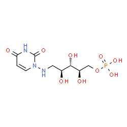 ChemSpider 2D Image | 1-Deoxy-1-[(2,4-dioxo-3,4-dihydro-1(2H)-pyrimidinyl)amino]-5-O-phosphono-D-ribitol | C9H16N3O9P