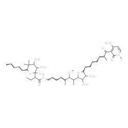 ChemSpider 2D Image | N-[(2E,4E)-7-{3,4-Dihydroxy-5-[(1E,3E,5E)-7-(4-hydroxy-1-methyl-2-oxo-1,2-dihydro-3-pyridinyl)-6-methyl-7-oxo-1,3,5-heptatrien-1-yl]tetrahydro-2-furanyl}-6-methoxy-5-methyl-2,4-octadien-1-yl]-2-{2,3,4
-trihydroxy-5,5-dimethyl-6-[(1E,3E)-1,3-pentadien-1-yl]tetrahydro-2H-pyran-2-yl}butanamide | C44H62N2O12