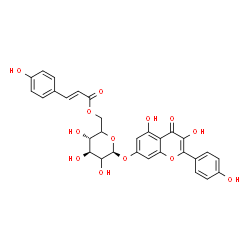 ChemSpider 2D Image | 3,5-Dihydroxy-2-(4-hydroxyphenyl)-4-oxo-4H-chromen-7-yl 6-O-[(2E)-3-(4-hydroxyphenyl)-2-propenoyl]-beta-D-threo-hexopyranoside | C30H26O13