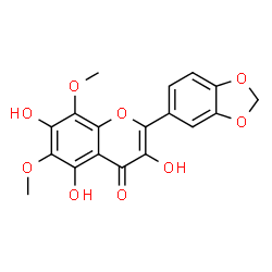 ChemSpider 2D Image | 2-(1,3-Benzodioxol-5-yl)-3,5,7-trihydroxy-6,8-dimethoxy-4H-chromen-4-one | C18H14O9