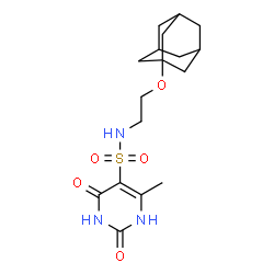 ChemSpider 2D Image | N-[2-(Adamantan-1-yloxy)ethyl]-6-methyl-2,4-dioxo-1,2,3,4-tetrahydro-5-pyrimidinesulfonamide | C17H25N3O5S