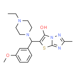 ChemSpider 2D Image | 5-[(4-Ethyl-1-piperazinyl)(3-methoxyphenyl)methyl]-2-methyl[1,3]thiazolo[3,2-b][1,2,4]triazol-6-ol | C19H25N5O2S