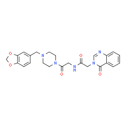 ChemSpider 2D Image | N-{2-[4-(1,3-Benzodioxol-5-ylmethyl)-1-piperazinyl]-2-oxoethyl}-2-(4-oxo-3(4H)-quinazolinyl)acetamide | C24H25N5O5