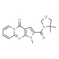 ChemSpider 2D Image | 2-[(4,4-Dimethyl-1,3-oxazolidin-3-yl)carbonyl]-1-methylpyrido[1,2-a]pyrrolo[2,3-d]pyrimidin-4(1H)-one | C17H18N4O3