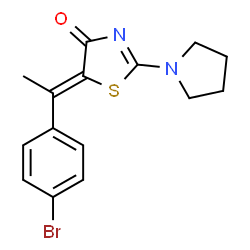ChemSpider 2D Image | (5Z)-5-[1-(4-bromophenyl)ethylidene]-2-(pyrrolidin-1-yl)-1,3-thiazol-4-one | C15H15BrN2OS