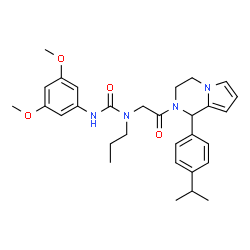 ChemSpider 2D Image | 3-(3,5-Dimethoxyphenyl)-1-{2-[1-(4-isopropylphenyl)-3,4-dihydropyrrolo[1,2-a]pyrazin-2(1H)-yl]-2-oxoethyl}-1-propylurea | C30H38N4O4