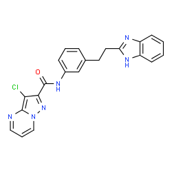 ChemSpider 2D Image | N-{3-[2-(1H-Benzimidazol-2-yl)ethyl]phenyl}-3-chloropyrazolo[1,5-a]pyrimidine-2-carboxamide | C22H17ClN6O