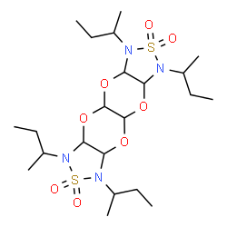 ChemSpider 2D Image | 1,3,6,8-Tetra-sec-butyldecahydro[1,2,5]thiadiazolo[3'',4'':5',6'][1,4]dioxino[2',3':5,6][1,4]dioxino[2,3-c][1,2,5]thiadiazole 2,2,7,7-tetraoxide | C22H42N4O8S2