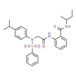 ChemSpider 2D Image | N-sec-Butyl-2-{[N-(4-isopropylphenyl)-N-(phenylsulfonyl)glycyl]amino}benzamide | C28H33N3O4S