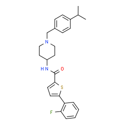 ChemSpider 2D Image | 5-(2-Fluorophenyl)-N-[1-(4-isopropylbenzyl)-4-piperidinyl]-2-thiophenecarboxamide | C26H29FN2OS