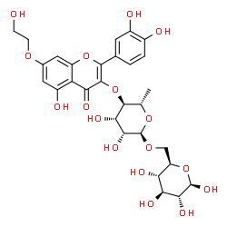 ChemSpider 2D Image | 6-O-{6-Deoxy-4-O-[2-(3,4-dihydroxyphenyl)-5-hydroxy-7-(2-hydroxyethoxy)-4-oxo-4H-chromen-3-yl]-alpha-L-mannopyranosyl}-beta-D-glucopyranose | C29H34O17