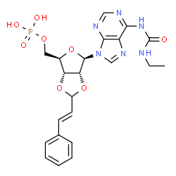 ChemSpider 2D Image | N-(Ethylcarbamoyl)-2',3'-O-[(2E)-3-phenyl-2-propen-1-ylidene]adenosine 5'-(dihydrogen phosphate) | C22H25N6O8P