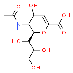 ChemSpider 2D Image | (6R)-5-Acetamido-2,6-anhydro-3,5-dideoxy-6-[(1S)-1,2,3-trihydroxypropyl]hex-2-enonic acid | C11H17NO8