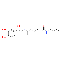 ChemSpider 2D Image | 4-{[2-(3,4-Dihydroxyphenyl)-2-hydroxyethyl]amino}pentyl butylcarbamate | C18H30N2O5