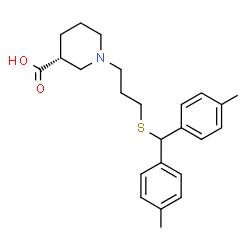 ChemSpider 2D Image | (3R)-1-(3-{[Bis(4-methylphenyl)methyl]sulfanyl}propyl)-3-piperidinecarboxylic acid | C24H31NO2S