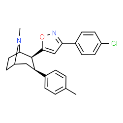 ChemSpider 2D Image | (2S,3S)-2-[3-(4-Chlorophenyl)-1,2-oxazol-5-yl]-8-methyl-3-(4-methylphenyl)-8-azabicyclo[3.2.1]octane | C24H25ClN2O