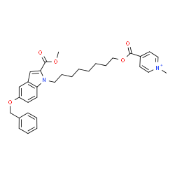 ChemSpider 2D Image | 4-[({8-[5-(Benzyloxy)-2-(methoxycarbonyl)-1H-indol-1-yl]octyl}oxy)carbonyl]-1-methylpyridinium | C32H37N2O5