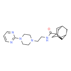 ChemSpider 2D Image | (3s,5s,7s)-N-{2-[4-(2-Pyrimidinyl)-1-piperazinyl]ethyl}-1-adamantanecarboxamide | C21H31N5O