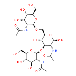 ChemSpider 2D Image | 2-Acetamido-2-deoxy-beta-D-glucopyranosyl-(1->3)-[2-acetamido-2-deoxy-beta-D-glucopyranosyl-(1->6)]-2-acetamido-2-deoxy-beta-D-glucopyranose | C24H41N3O16