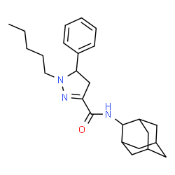 ChemSpider 2D Image | N-(Adamantan-2-yl)-1-pentyl-5-phenyl-4,5-dihydro-1H-pyrazole-3-carboxamide | C25H35N3O