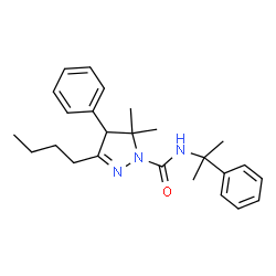 ChemSpider 2D Image | 3-Butyl-5,5-dimethyl-4-phenyl-N-(2-phenyl-2-propanyl)-4,5-dihydro-1H-pyrazole-1-carboxamide | C25H33N3O