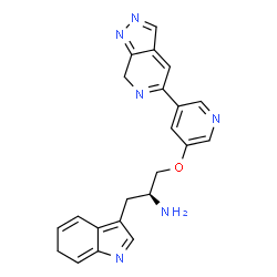 ChemSpider 2D Image | (2S)-1-(6H-Indol-3-yl)-3-{[5-(7H-pyrazolo[3,4-c]pyridin-5-yl)-3-pyridinyl]oxy}-2-propanamine | C22H20N6O
