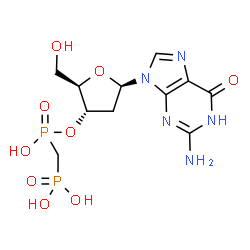 ChemSpider 2D Image | 2'-Deoxy-3'-O-[hydroxy(phosphonomethyl)phosphoryl]guanosine | C11H17N5O9P2