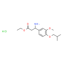 ChemSpider 2D Image | Ethyl 3-amino-3-(4-isobutoxy-3-methoxyphenyl)propanoate hydrochloride (1:1) | C16H26ClNO4