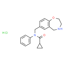 ChemSpider 2D Image | N-Phenyl-N-(2,3,4,5-tetrahydro-1,4-benzoxazepin-7-ylmethyl)cyclopropanecarboxamide hydrochloride | C20H23ClN2O2