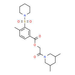 ChemSpider 2D Image | 2-(3,5-Dimethyl-1-piperidinyl)-2-oxoethyl 4-methyl-3-(1-piperidinylsulfonyl)benzoate | C22H32N2O5S