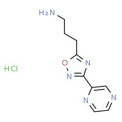 ChemSpider 2D Image | 3-(3-(pyrazin-2-yl)-1,2,4-oxadiazol-5-yl)propan-1-amine hydrochloride | C9H12ClN5O