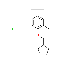 ChemSpider 2D Image | 3-((4-(tert-butyl)-2-methylphenoxy)methyl)pyrrolidine hydrochloride | C16H26ClNO