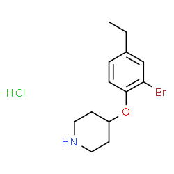 ChemSpider 2D Image | 4-(2-Bromo-4-ethylphenoxy)piperidine hydrochloride | C13H19BrClNO