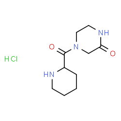 ChemSpider 2D Image | 4-(piperidine-2-carbonyl)piperazin-2-one hydrochloride | C10H18ClN3O2