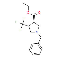 ChemSpider 2D Image | Ethyl (3R,4R)-1-benzyl-4-(trifluoromethyl)-3-pyrrolidinecarboxylate | C15H18F3NO2