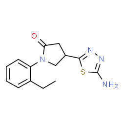 ChemSpider 2D Image | 4-(5-Amino-1,3,4-thiadiazol-2-yl)-1-(2-ethylphenyl)-2-pyrrolidinone | C14H16N4OS