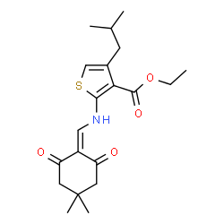 ChemSpider 2D Image | Ethyl 2-{[(4,4-dimethyl-2,6-dioxocyclohexylidene)methyl]amino}-4-isobutyl-3-thiophenecarboxylate | C20H27NO4S