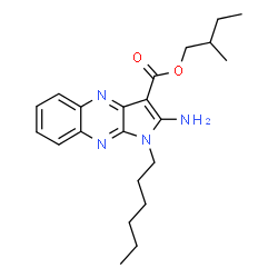 ChemSpider 2D Image | 2-Methylbutyl 2-amino-1-hexyl-1H-pyrrolo[2,3-b]quinoxaline-3-carboxylate | C22H30N4O2