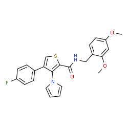 ChemSpider 2D Image | N-(2,4-Dimethoxybenzyl)-4-(4-fluorophenyl)-3-(1H-pyrrol-1-yl)-2-thiophenecarboxamide | C24H21FN2O3S
