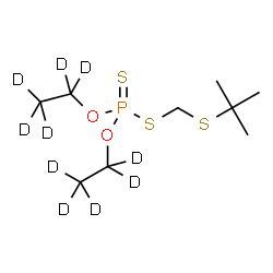 ChemSpider 2D Image | O,O-Bis[(~2~H_5_)ethyl] S-{[(2-methyl-2-propanyl)sulfanyl]methyl} phosphorodithioate | C9H11D10O2PS3