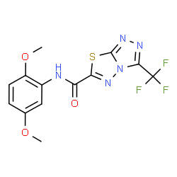ChemSpider 2D Image | N-(2,5-Dimethoxyphenyl)-3-(trifluoromethyl)[1,2,4]triazolo[3,4-b][1,3,4]thiadiazole-6-carboxamide | C13H10F3N5O3S