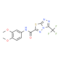 ChemSpider 2D Image | N-(3,4-Dimethoxyphenyl)-3-(trifluoromethyl)[1,2,4]triazolo[3,4-b][1,3,4]thiadiazole-6-carboxamide | C13H10F3N5O3S